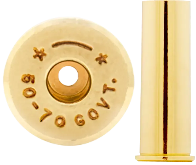 .50-70 Government brass cartridge showing headstamp details and casing, relevant for reloading enthusiasts and cowboy action shooting.